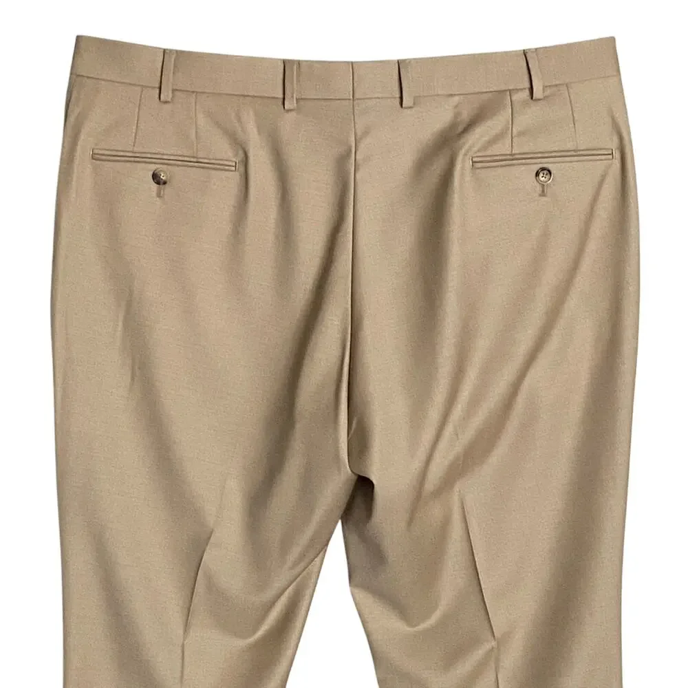 Ted Baker London Joey Pant Men's 38R Wool Dress Pant Solid Tan Raw Hem NWT